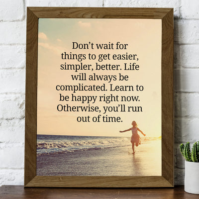 Don't Wait for Easier Motivational Beach Wall Art Decor -8 x 10" Inspirational Ocean Sunset Print -Ready to Frame. Home-Office-Cabin-School & Coastal Themed Decor. Great Gift of Motivation!