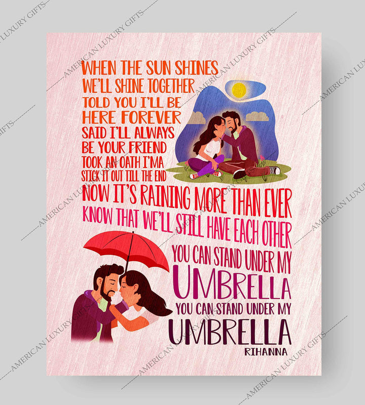 Rihanna-"You Can Stand Under My Umbrella"-Song Lyric Wall Art-8 x 10" Music Poster Print-Ready to Frame. Contemporary R&amp;B-Pop Decor for Home-Office-Studio-Dorm. Great Romantic Gift for Rihanna Fans!
