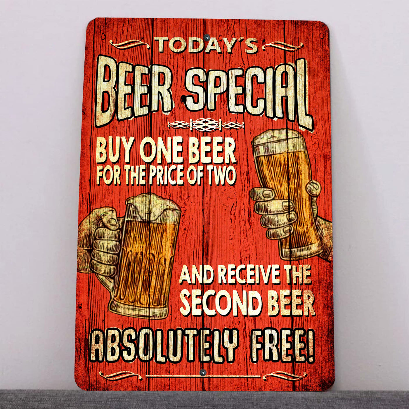 Today's Beer Special Metal Wall Art Vintage Sign -8 x 12 Inch Funny Beer Sign for Bar, Man Cave, Garage, Pub- Outdoor Rustic Tin Sign -Novelty Gift for Home, Patio, Tiki Bar, Beach House Decor!