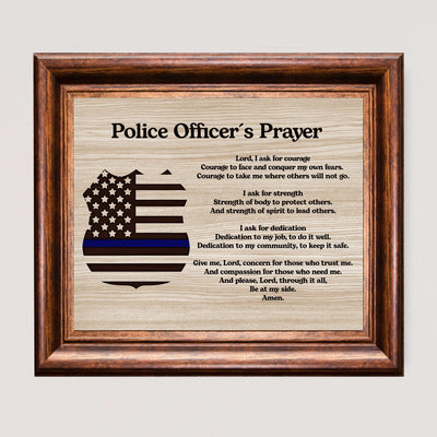 Police Officer's Prayer Rustic Inspirational Wall Art-10x8" Motivational Thin Blue Line Print-Ready to Frame. Home-Office-Garage-Cave Decor. Great Gift for Law Enforcement! Printed on Photo Paper.