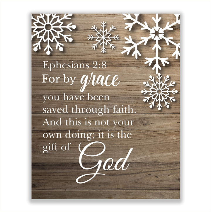 Ephesians 2:8-?For By Grace You Have Been Saved?-Bible Verse Wall Art- 8 x 10"-Modern Typographic Wood Design. Scripture Wall Print-Ready to Frame. Home-Office-Church D?cor. Great Christian Gift!