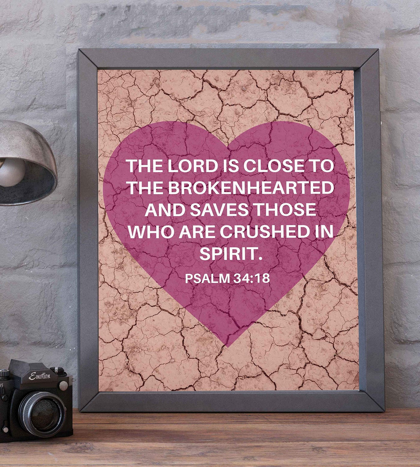 The Lord Saves Those Crushed in Spirit Psalm 34:18 Bible Verse Wall Art-8x10" -Modern Typographic Design. Scripture Print-Ready to Frame. Home-Office-Church D?cor. Wonderful Gift to Inspire Faith!