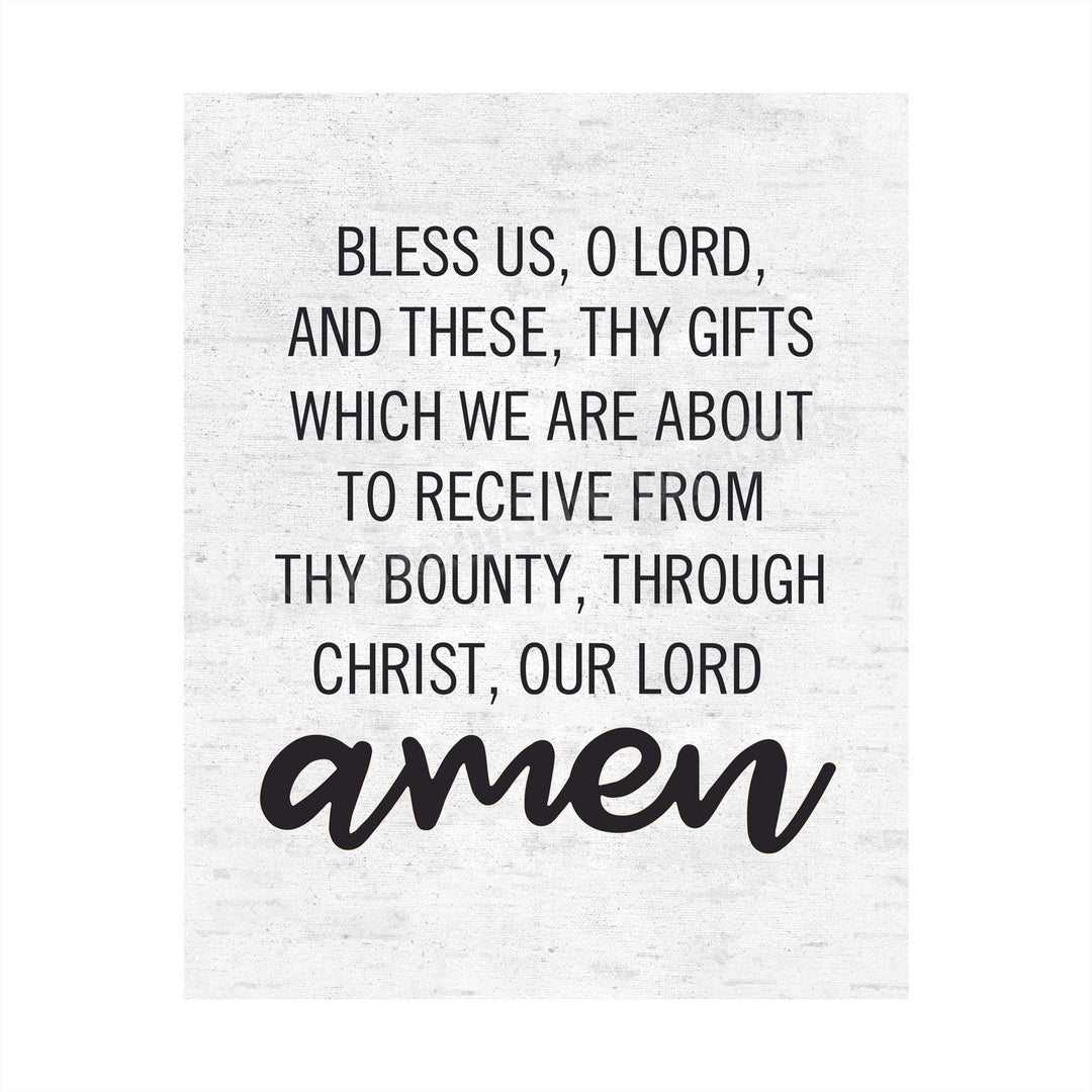 Bless Us, Oh Lord, And These, Thy Gifts Christian Prayer Wall Art -8x10" Rustic Typographic Poster Print-Ready to Frame. Inspirational Decor for Home-Office-Church. Perfect for Kitchen-Dining Room!