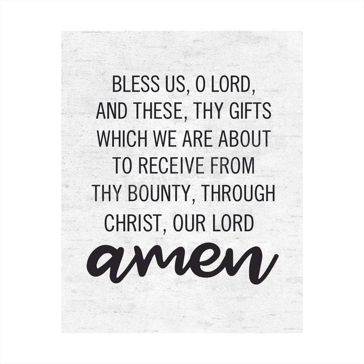 Bless Us, Oh Lord, And These, Thy Gifts Christian Prayer Wall Art -8x10" Rustic Typographic Poster Print-Ready to Frame. Inspirational Decor for Home-Office-Church. Perfect for Kitchen-Dining Room!