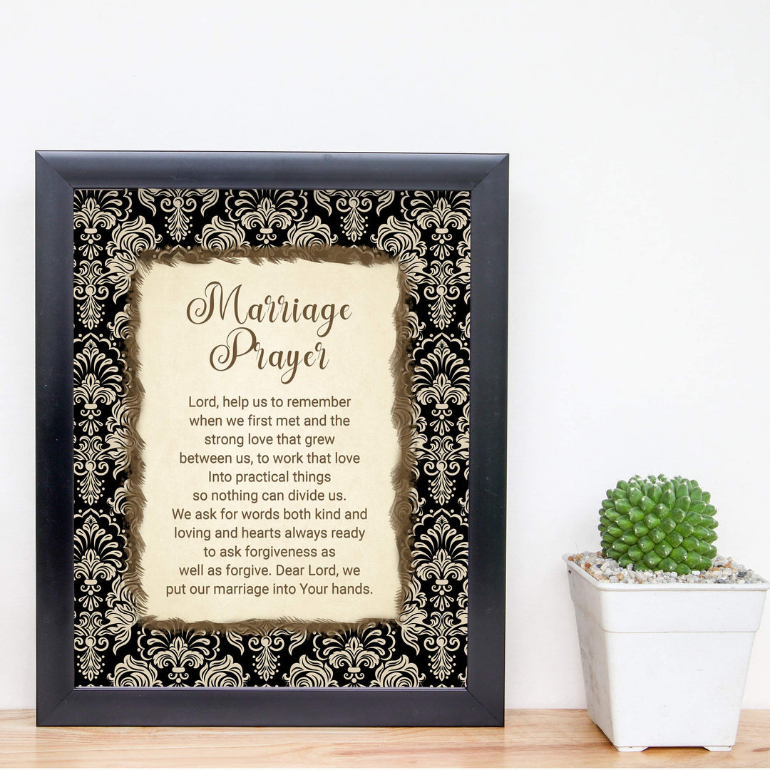 Marriage Prayer-Inspirational Christian Wall Art Decor -8 x 10" Rustic Typographic Print-Ready to Frame. Great Engagement-Bridal Shower-Wedding Gift. Perfect Advice for Newlyweds-Spouses-Partners!
