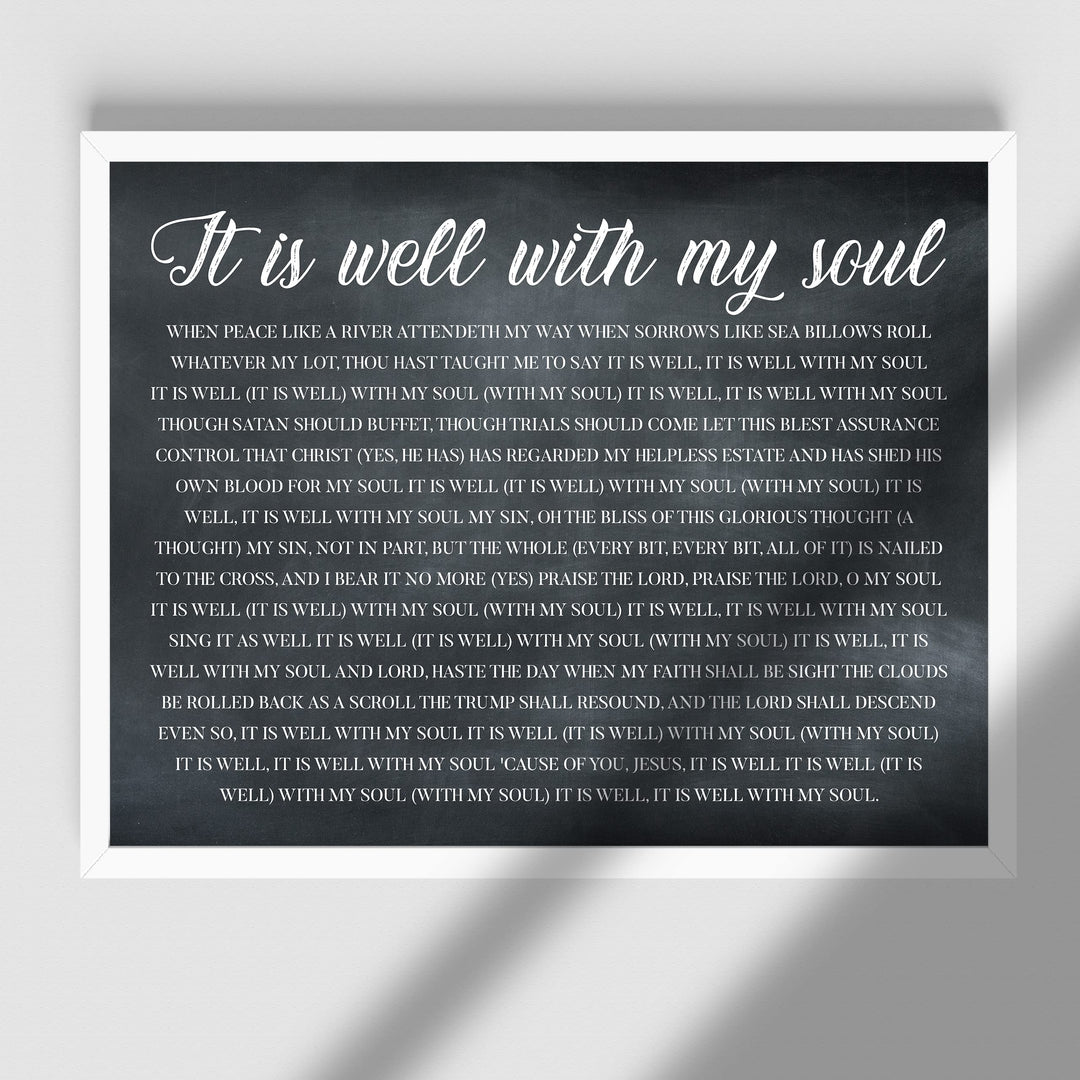 It Is Well With My Soul Christian Hymn Music Wall Art -14 x11" Inspirational Scripture Song Lyrics Word Art Print -Ready to Frame. Classic Hymnal Decoration for Home-Office-Religious Decor &amp; Gifts!