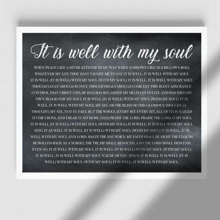 It Is Well With My Soul Christian Hymn Music Wall Art -14 x11" Inspirational Scripture Song Lyrics Word Art Print -Ready to Frame. Classic Hymnal Decoration for Home-Office-Religious Decor &amp; Gifts!