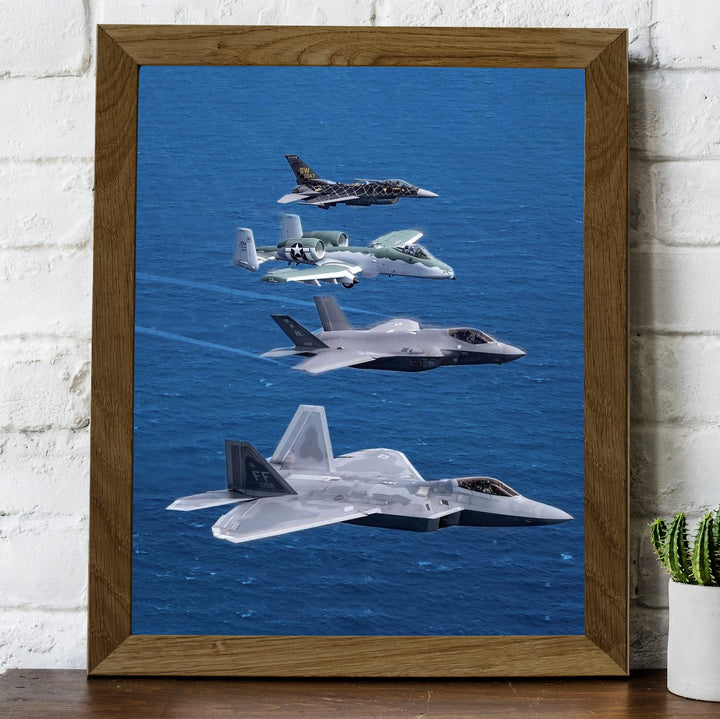 F22 Raptor Demo Team -Fighter Jet Poster Print -8 x 10" US Air Force Military Aircraft Wall Decor Image -Ready to Frame. Home-Office-School Decor. Perfect Sign for Game Room-Garage-Man Cave Decor!