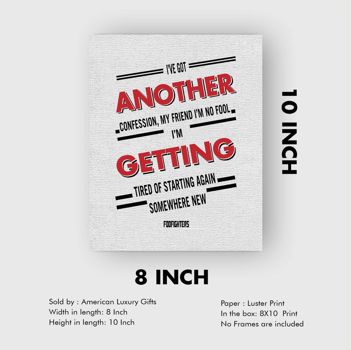 Foo Fighters-?Best of You?-Song Lyrics Wall Art- 8 x 10" Typographic Music Poster Print-Ready to Frame. Modern Home-Office-Studio-Bar D?cor. Perfect Grunge Gift for All Rock Music &amp; Foo Fans!