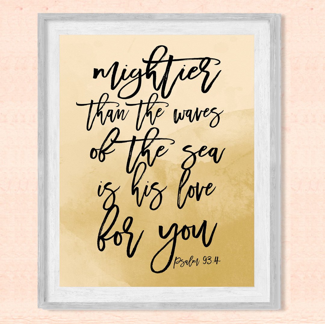Mightier Than the Waves of the Sea-Bible Verse Wall Art -8x10" -Religious Scripture Print -Ready to Frame. Christian Home-Office-Church Decor. Great Inspirational Gift of Faith! Psalm 93:4
