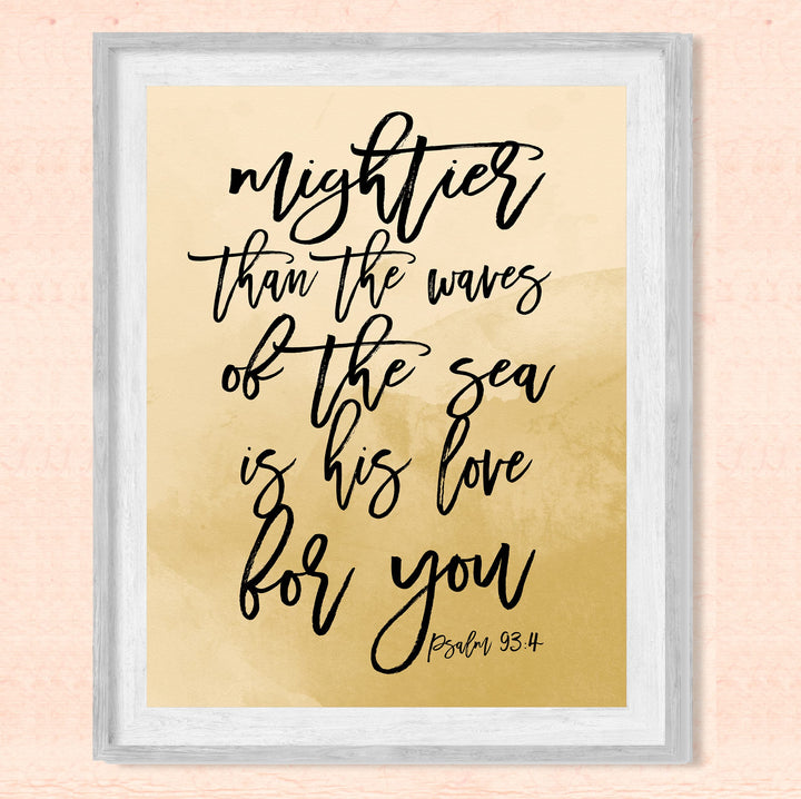 Mightier Than the Waves of the Sea-Bible Verse Wall Art -8x10" -Religious Scripture Print -Ready to Frame. Christian Home-Office-Church Decor. Great Inspirational Gift of Faith! Psalm 93:4