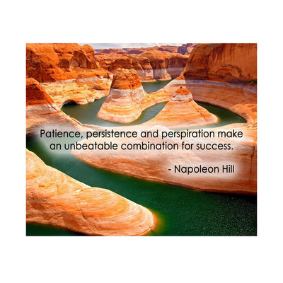 Napoleon Hill Quotes-"Patience, Persistence & Perspiration"-10 x 8" Inspirational Wall Art. Typographic Grand Canyon Photo Print-Ready to Frame. Home-Office-School-Gym Decor. Great Motivational Gift!
