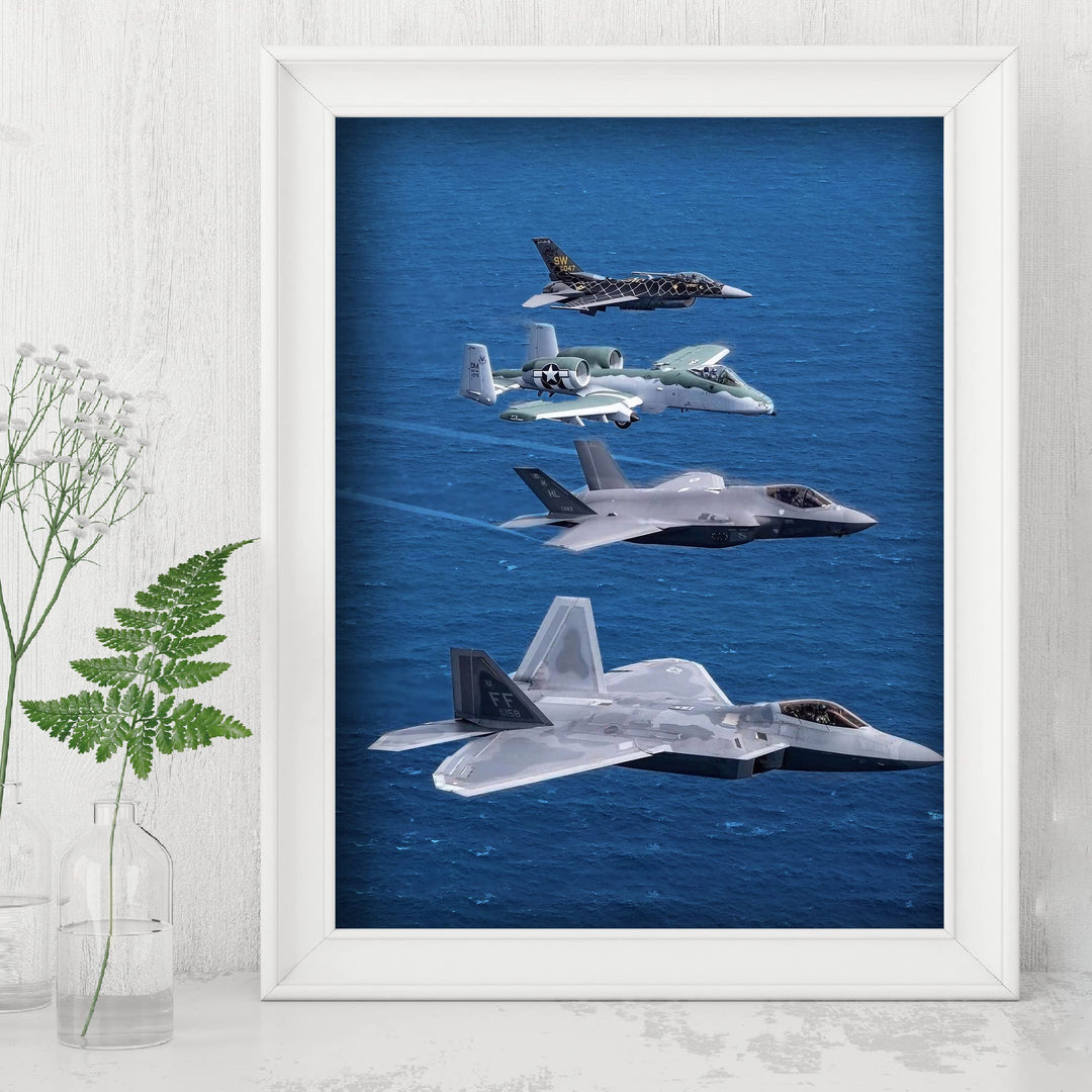 F22 Raptor Demo Team -Fighter Jet Poster Print -8 x 10" US Air Force Military Aircraft Wall Decor Image -Ready to Frame. Home-Office-School Decor. Perfect Sign for Game Room-Garage-Man Cave Decor!
