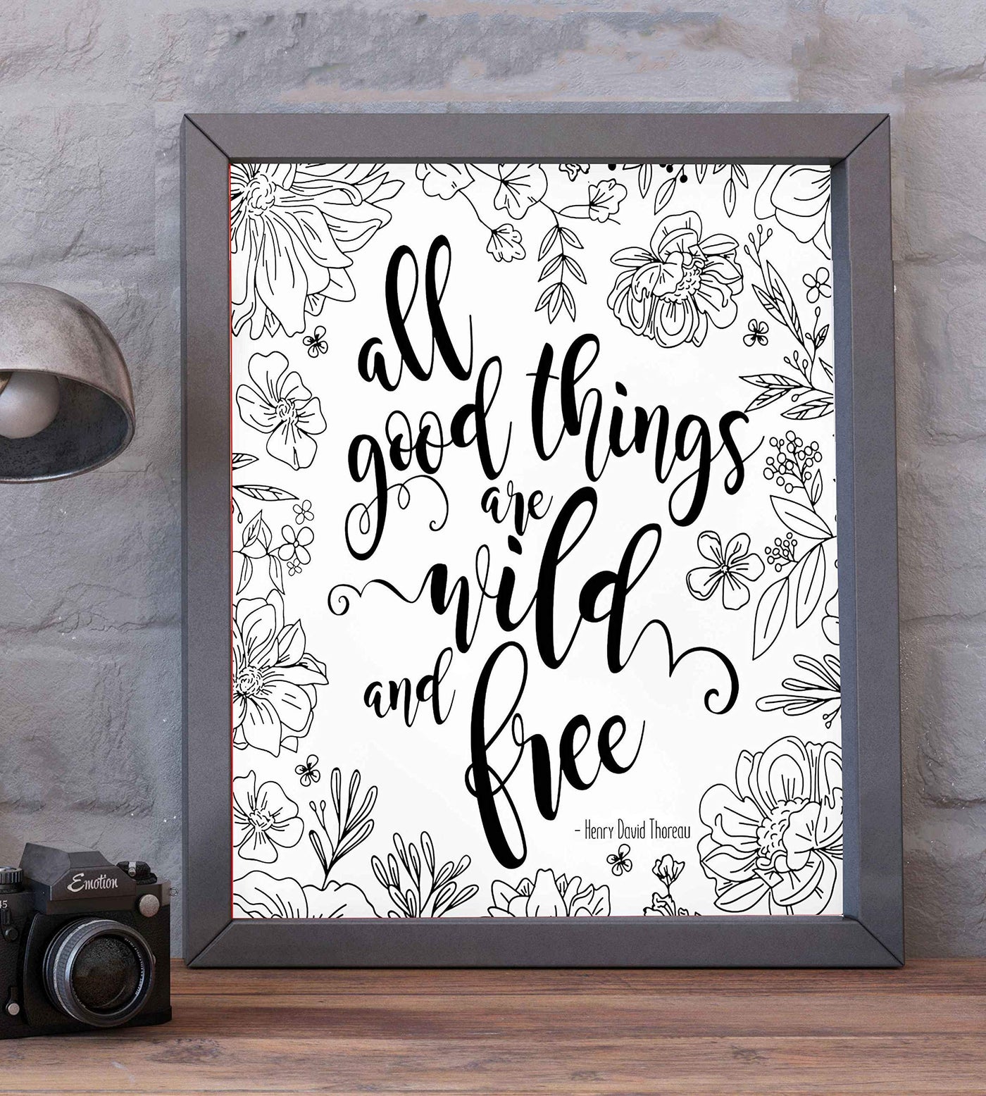 Henry David Thoreau-"All Good Things-Wild and Free" Inspirational Quotes Wall Art-8 x 10" Modern Typographic Art Print-Ready to Frame. Motivational Home-Office-School Decor. Great Literary Gift!