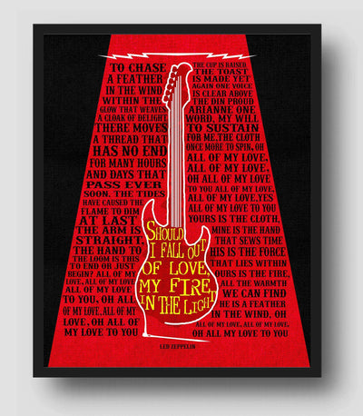 Led Zeppelin-"All My Love" -Song Lyrics Wall Sign -11 x 14" Rock Music Poster Print-with Guitar Image-Ready to Frame. Home-Office-Studio-Bar-Cave Decor. Perfect Anniversary Gift for Zeppelin Fans!