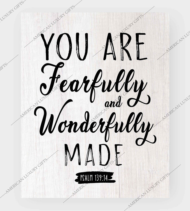 Psalm 139:14-"You Are Fearfully and Wonderfully Made"-Bible Verse Wall Art-8x10" Typographic Poster Print-Ready to Frame. Inspirational Home-Office-Church-Christian Decor. Printed on Paper, NOT Wood.