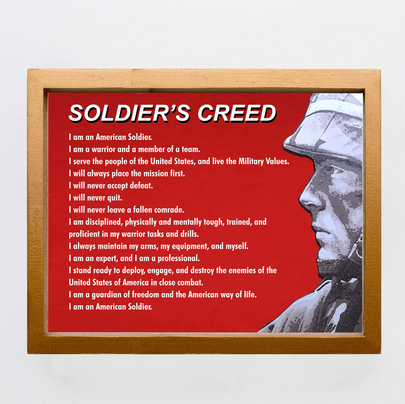 Soldier's Creed Patriotic Wall Decor-14x11" American Soldier USA Print-Ready to Frame. Patriotic Home-Office-Cave-Military Decor. Perfect Sign for Patriotism! Great Gift for Active Duty & Veterans!