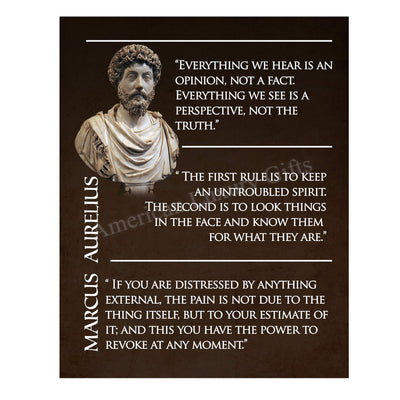 Marcus Aurelius-"First Rule Is To Keep An Untroubled Spirit"-11 x 14" Inspirational Quotes Wall Print-Ready to Frame. Old World Decor for Home-Office-Classroom-Library. Great Philosophical Quotes!