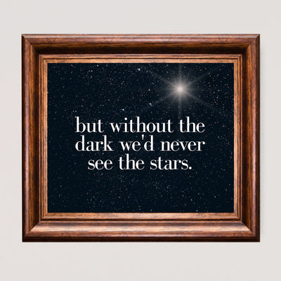 But Without the Dark We'd Never See the Stars Inspirational Quotes Wall Art -10x8" Starry Night Photo Print -Ready to Frame. Perfect Home-Office-Christian-School Decor. Great Sign for Inspiration!