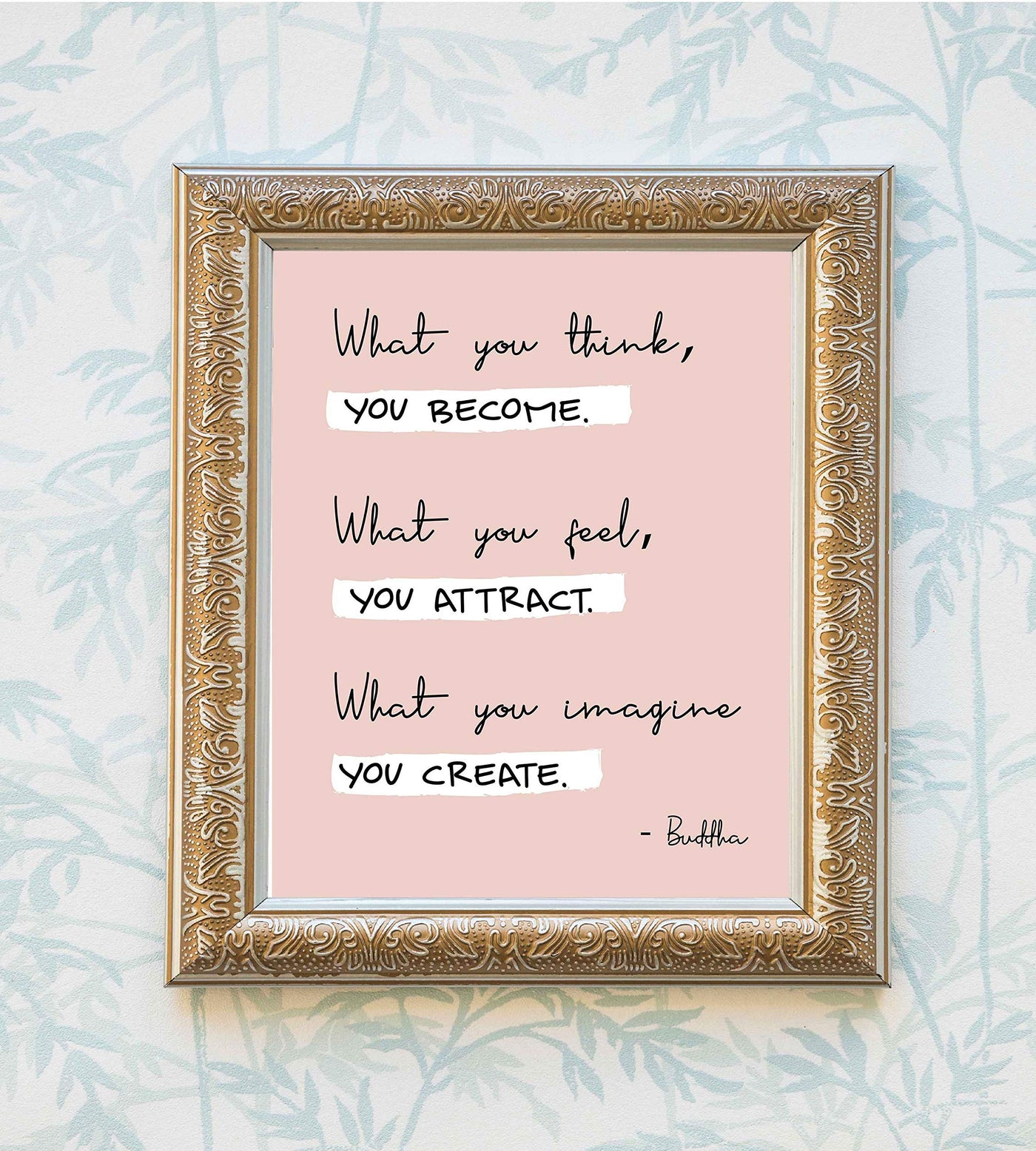 Buddha-"What You Think You Become" Spiritual Quotes Wall Art- 8 x 10" Modern Inspirational Wall Print-Ready to Frame. Positive Home-Studio-Office Decor for Mindfulness. Great Zen Gift & Reminder!