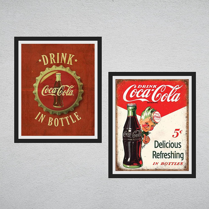Vintage Coca Cola Bottle/Cap- Signs Print Set (2)- 8 x 10"