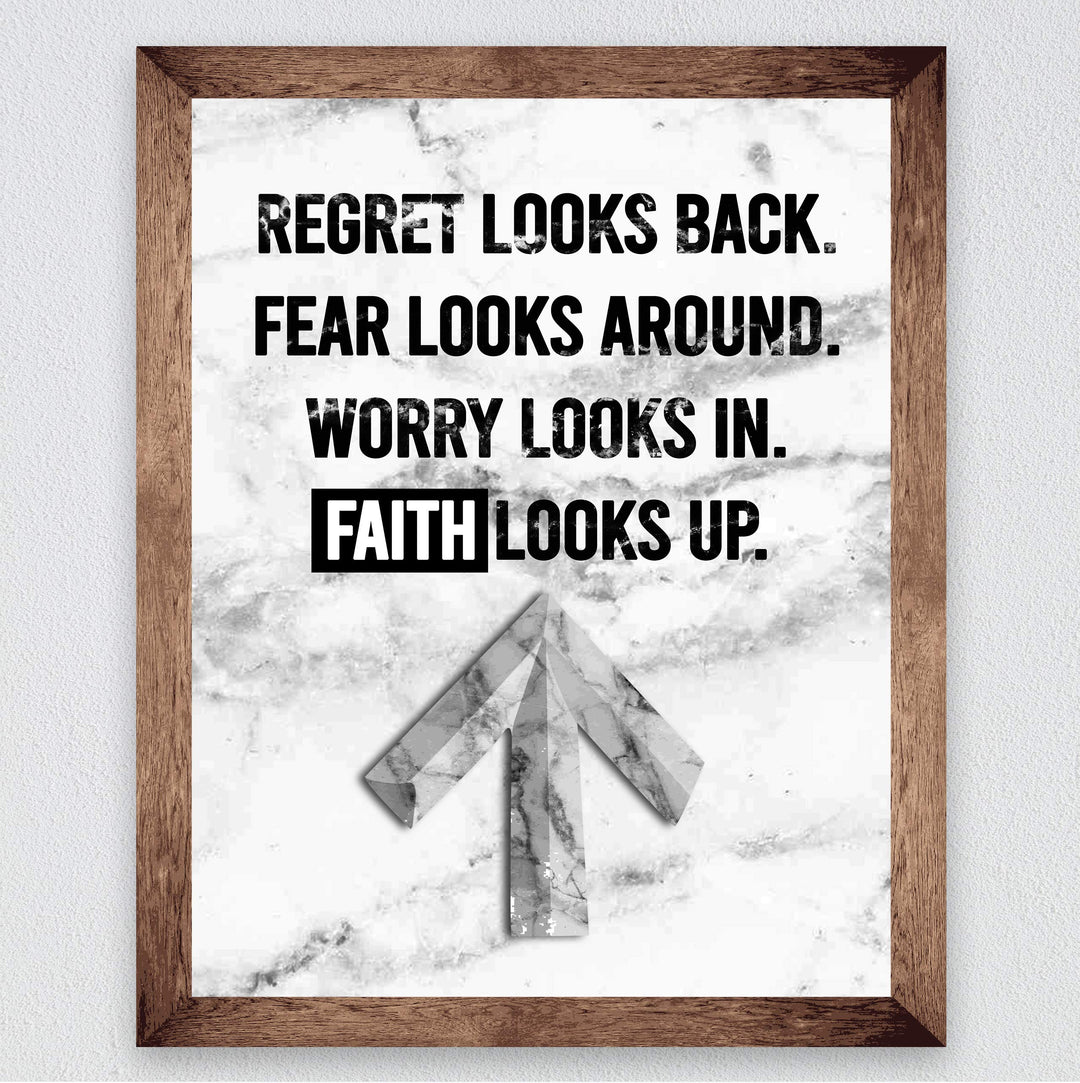 Faith Looks Up Inspirational Quotes Wall Art-8 x 10" Typographic Christian Wall Print-Ready to Frame. Motivational Decoration for Home-Office-Church-Dorm Decor. Great Religious Gift of Inspiration!