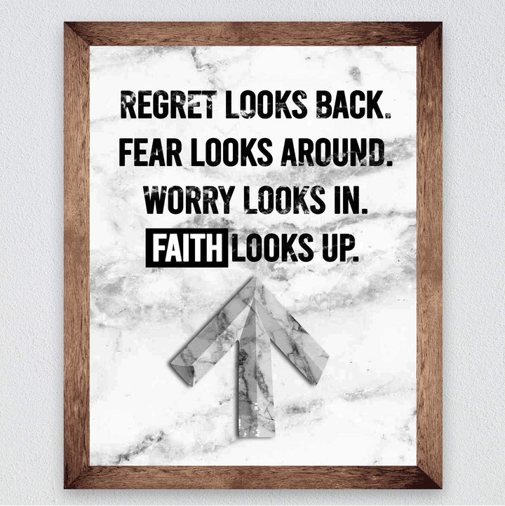 Faith Looks Up Inspirational Quotes Wall Art-8 x 10" Typographic Christian Wall Print-Ready to Frame. Motivational Decoration for Home-Office-Church-Dorm Decor. Great Religious Gift of Inspiration!