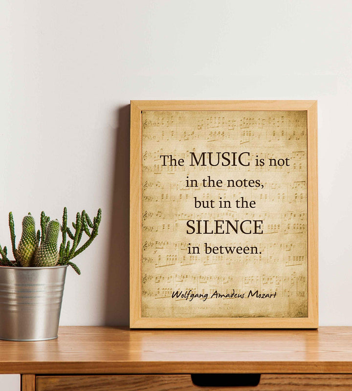 Wolfgang Amadeus Mozart-"Music Is Not in the Notes"-Inspirational Quotes Wall Art-8 x 10" Sheet Music Poster Print-Ready to Frame. Home-Office-Studio Decor. Perfect Motivational Decor for Classroom!