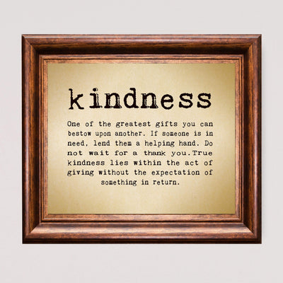 Kindness-One of the Greatest Gifts You Can Bestow-Inspirational Wall Art Sign -10 x 8" Typographic Poster Print-Ready to Frame. Motivational Home-Office-Classroom Decor. Great Reminder To Be Kind!