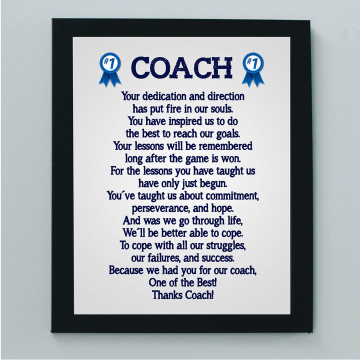 Thanks Coach- Motivational Quotes Wall Art -8 x 10" Inspirational Team Sports Poem Print -Ready to Frame. Ideal for Home-School-Gym-Coach&