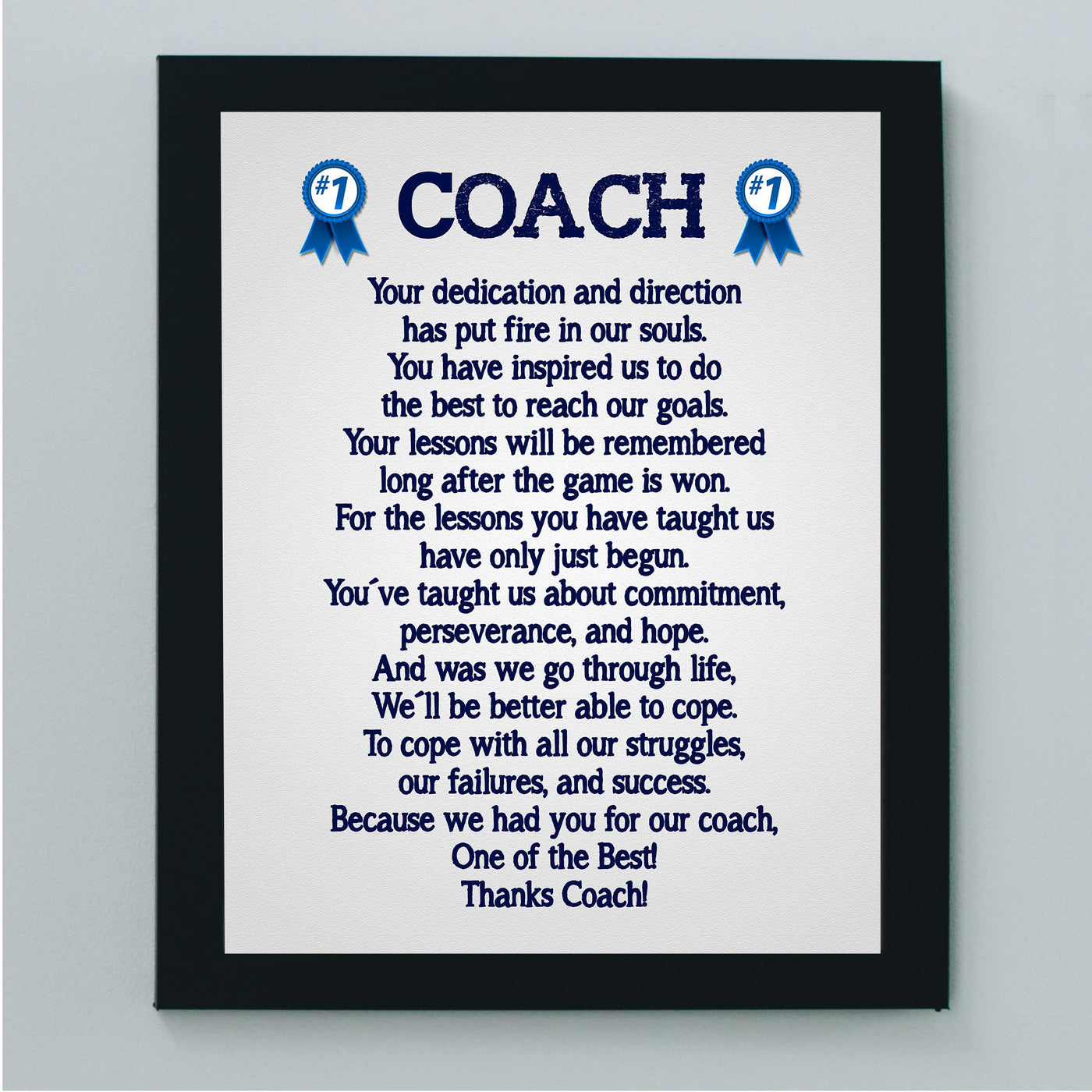 Thanks Coach- Motivational Quotes Wall Art -8 x 10" Inspirational Team Sports Poem Print -Ready to Frame. Ideal for Home-School-Gym-Coach's Office-Locker Room Decor. Great Gift for All Coaches!