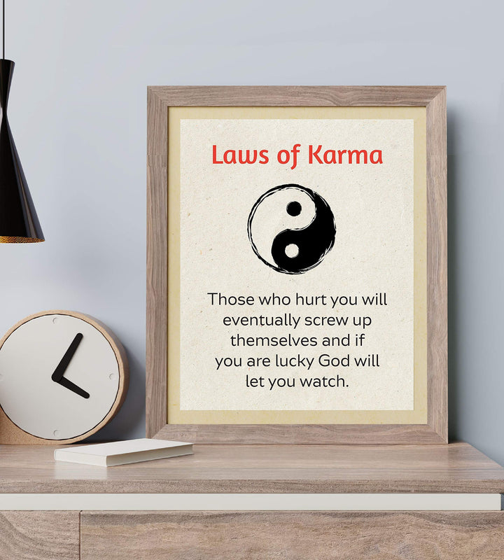 Laws of Karma Spiritual Quotes Wall Art- 8 x 10" Modern Inspirational Wall Print with Yin Yang Sign-Ready to Frame. Home-Studio-Office D?cor. Great Reminders on Karma. Makes a Perfect Zen Gift!