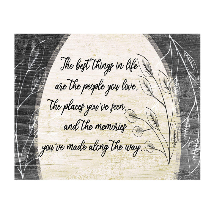 The Best Things In Life Inspirational Family Wall Art Sign -14 x 11" Rustic Poster Print w/Distressed Wood Design-Ready to Frame. Home-Entryway-Farmhouse-Cabin Decor. Printed on Photo Paper.