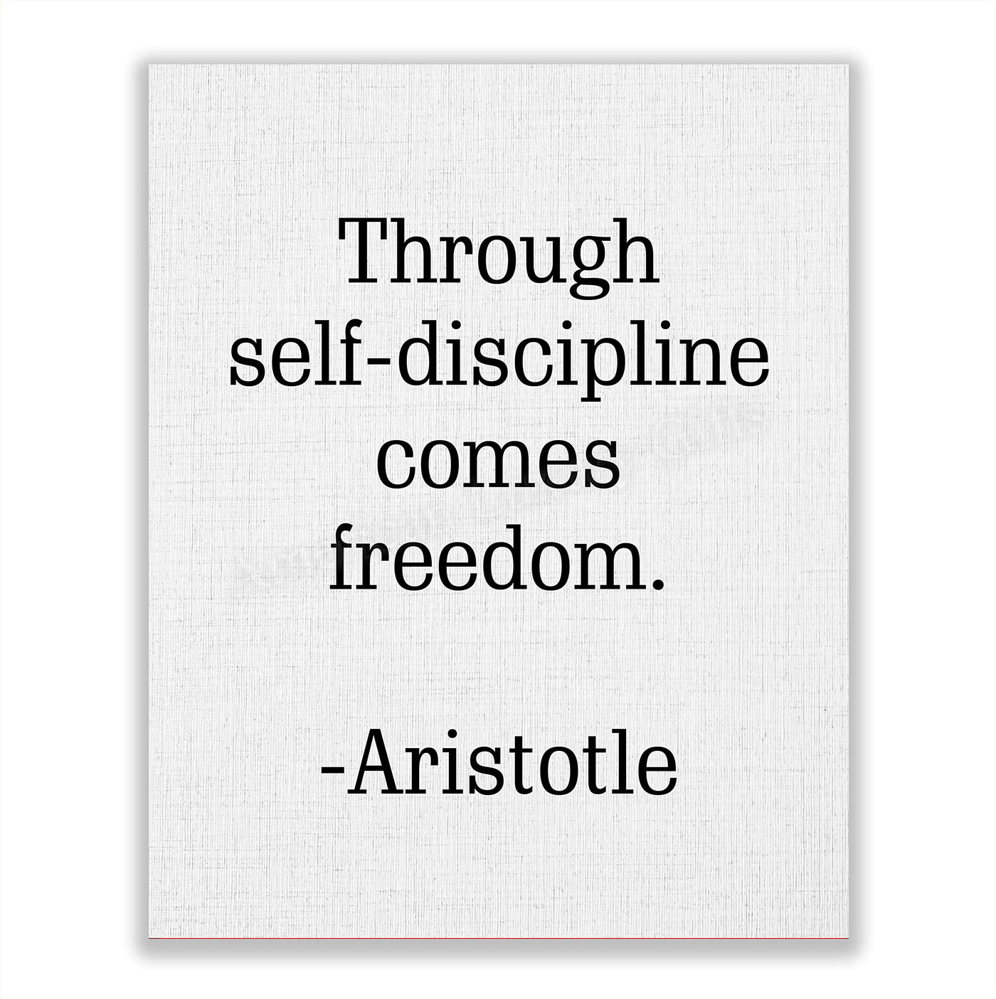 Aristotle Quotes Wall Art-"Through Self-Discipline Comes Freedom"- 8 x 10" Philosophical Print- Ready to Frame. Modern Home-Studio-Office Decor. Makes a Perfect Gift for Motivation & Inspiration!