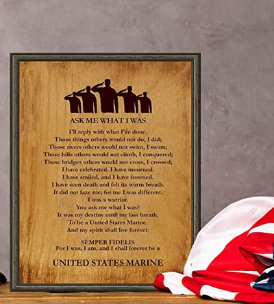 "Ask Me What I Was-Always A United States Marine"-Marine Corps-Wall Art- 8 x 10"