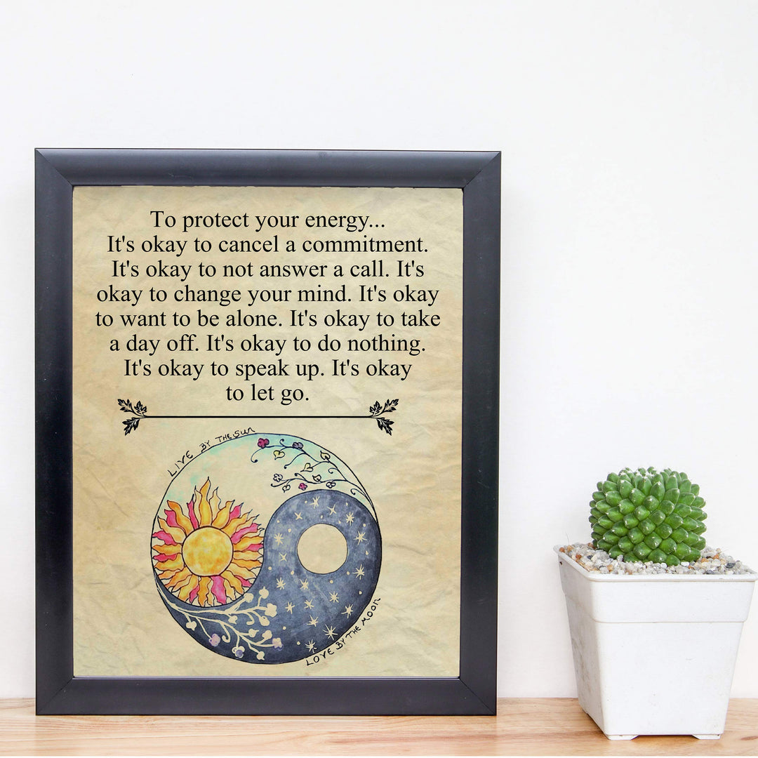 Protect Yourself- Live &amp; Love- Inspirational Wall Art- 8 x 10" Poster Print-Ready to Frame. Modern Zen, Parchment Print Design Decor for Home, Bedroom, Office &amp; Studio. It&