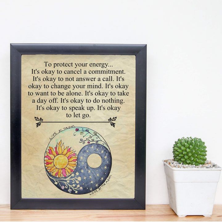 Protect Yourself- Live &amp; Love- Inspirational Wall Art- 8 x 10" Poster Print-Ready to Frame. Modern Zen, Parchment Print Design Decor for Home, Bedroom, Office &amp; Studio. It&