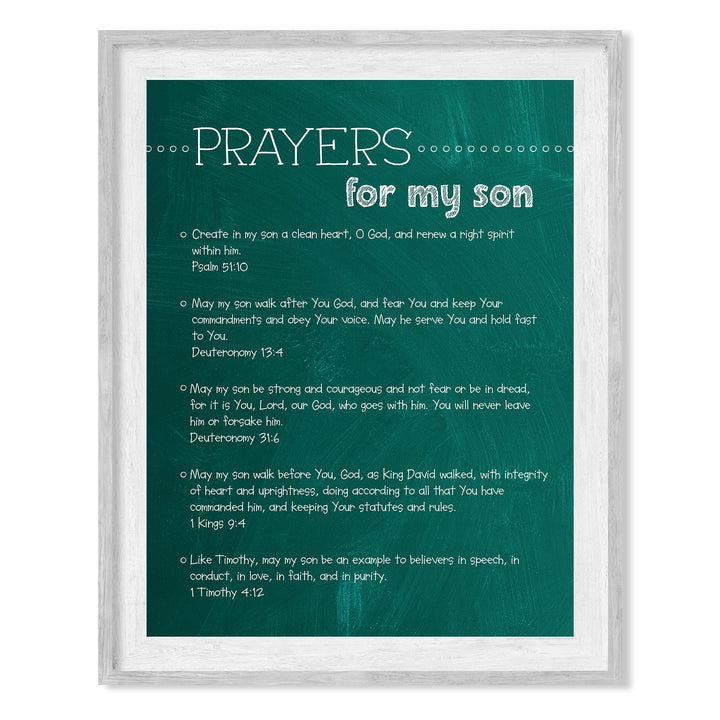 Prayers for My Son Bible Verse Wall Art -8 x 10" Christian Scripture Print-Ready to Frame. Inspirational Religious Decoration for Home-Family-Boys Bedroom-Nursery Decor. Perfect Baby Shower Gift!