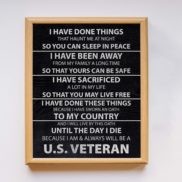 "I Am &amp; Always Will Be A US Veteran" Patriotic Military Wall Art -11 x 14"