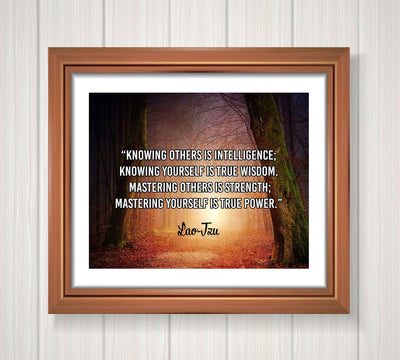 Lao Tzu Quotes-"Mastering Yourself Is True Power"-Motivational Wall Art-10 x 8" Spiritual Forest Photo Print-Ready to Frame. Inspirational Home-Office-Studio-Gym Decor. Perfect Zen Gift to Motivate!