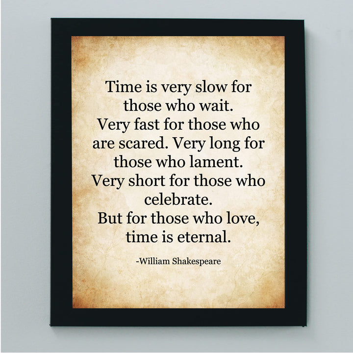 William Shakespeare-"For Those Who Love, Time Is Eternal" Famous Quotes -8 x 10" Inspirational Literary Wall Art. Vintage Poetry Print -Ready to Frame. Perfect Home-Office-Studio-Library Decor!