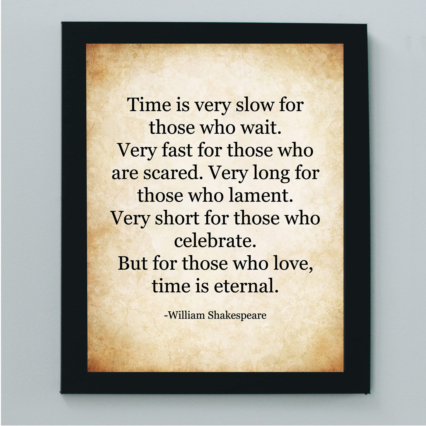 William Shakespeare-"For Those Who Love, Time Is Eternal" Famous Quotes -8 x 10" Inspirational Literary Wall Art. Vintage Poetry Print -Ready to Frame. Perfect Home-Office-Studio-Library Decor!
