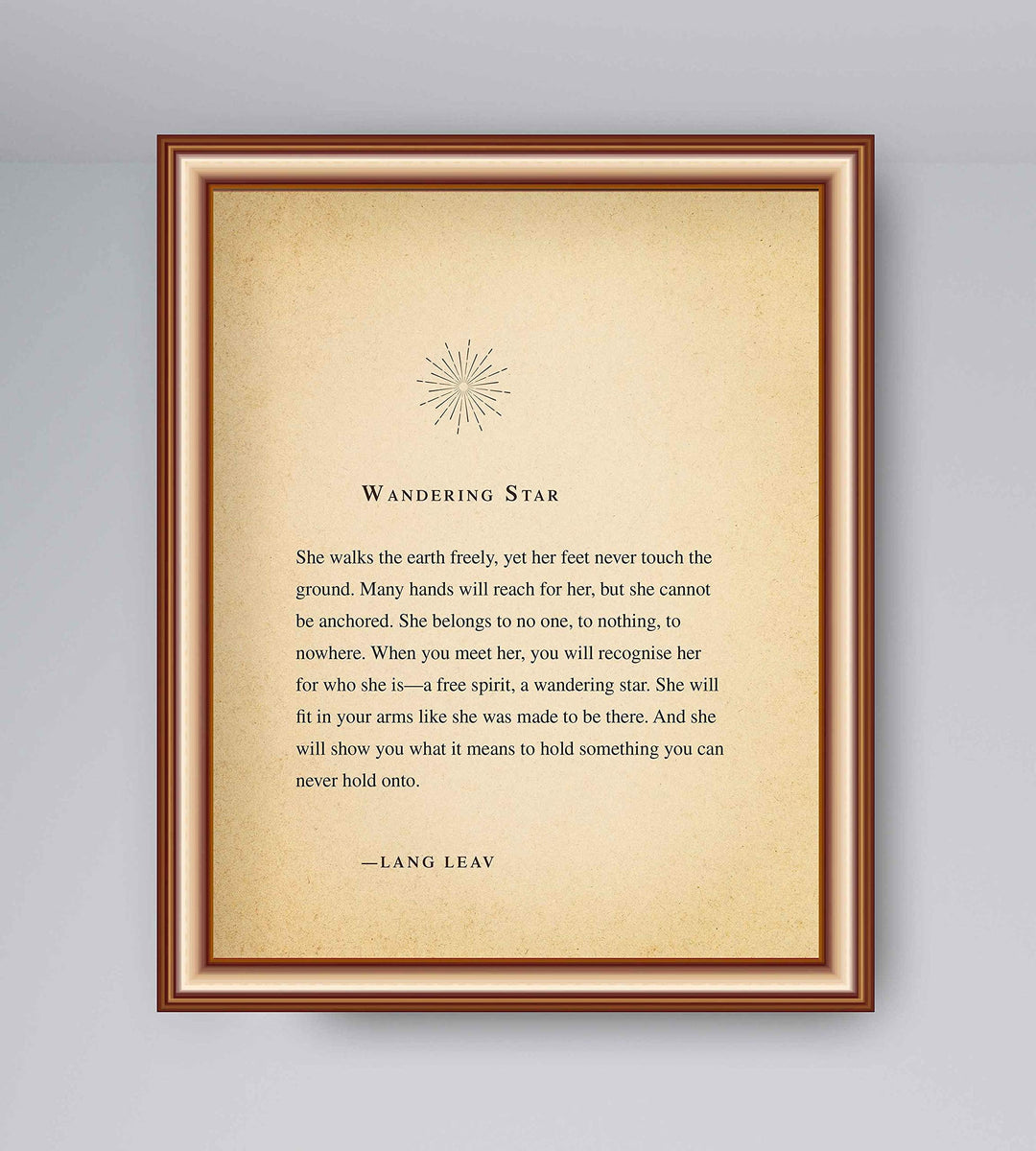 Lang Leav-"Wandering Star"-Love Quotes Wall Decor-8 x 10" Inspirational Wall Print-Ready to Frame. Distressed Romantic Poetry Art for Home-Bedroom-Studio Decor. Perfect Engagement or Wedding Gift!