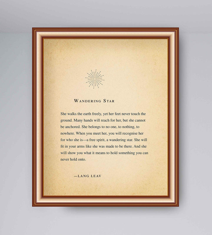 Lang Leav-"Wandering Star"-Love Quotes Wall Decor-8 x 10" Inspirational Wall Print-Ready to Frame. Distressed Romantic Poetry Art for Home-Bedroom-Studio Decor. Perfect Engagement or Wedding Gift!