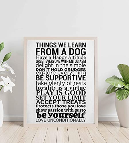 "Things We Learn From a Dog"- Happy Life- Wall Art Sign- 8 x 10"