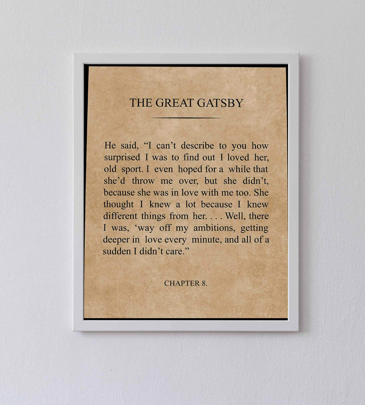 F. Scott Fitzgerald-"The Great Gatsby" Book Page Wall Sign-8 x 10" Distressed Word Art Poster Print-Ready to Frame. Home-Office Decor. Perfect Decor for Library-Study! Great Literary Gift for All!