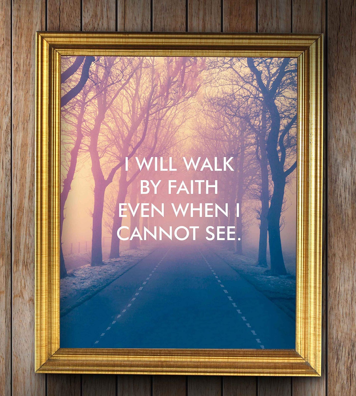 ?I Will Walk By Faith" Inspirational Wall Print-8 x 10" Modern Typographic Design. Spiritual Wall Art-Ready to Frame. Home-Office-Church D?cor. Great Christian Gift! Beautiful Reminder to Have Faith!