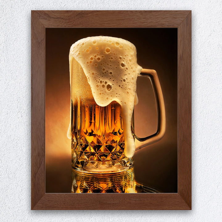 Ice Cold Beer In Stein Fun Bar Sign Decor -8 x 10"-Retro Beer Drinking Picture Print-Ready to Frame. Perfect Decoration for Home-Man Cave-Pub-Dorm-Restaurants. Great Gift for All Alcohol Drinkers!