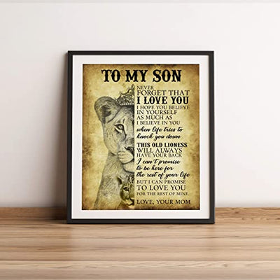 "To My Son-Never Forget That I Love You" Motivational Family Wall Art -11 x 14"