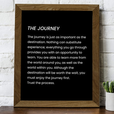 The Journey Inspirational Quotes Wall Art Sign -8 x 10" Motivational Poster Print-Ready to Frame. Modern Typographic Design. Positive Home-Office-School Decor. Life Is All About the Journey!